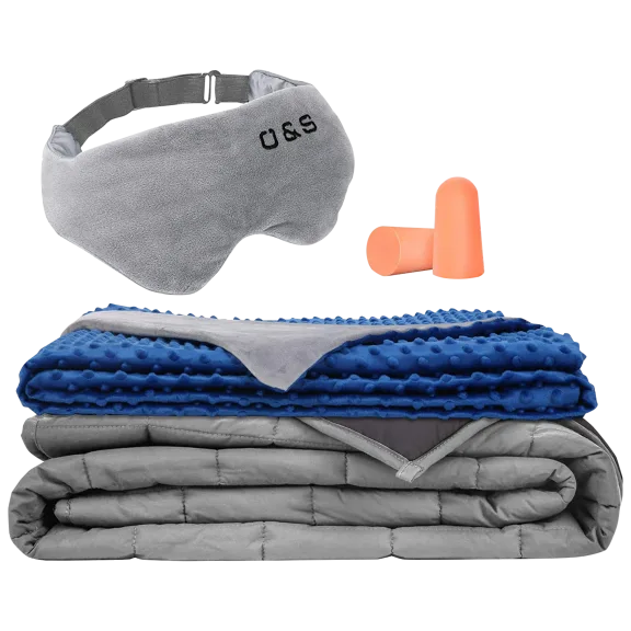 Olsen & Smith 20LB Weighted Blanket Set w/Duvet, Eye Mask and Ear Plugs