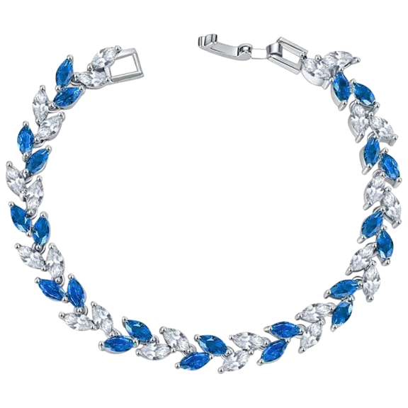 Hollywood Sensation Marquise Blue Sapphire and White Diamond CZ Tennis Bracelet