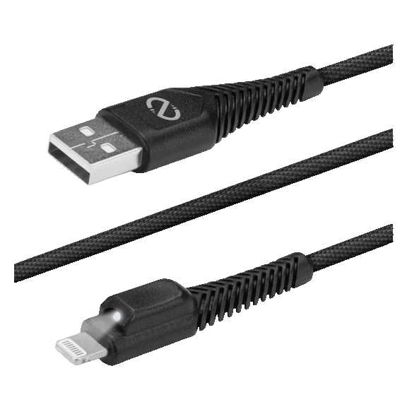 Naztech Braided LED 4ft Charge/Sync Cable with MFi USB