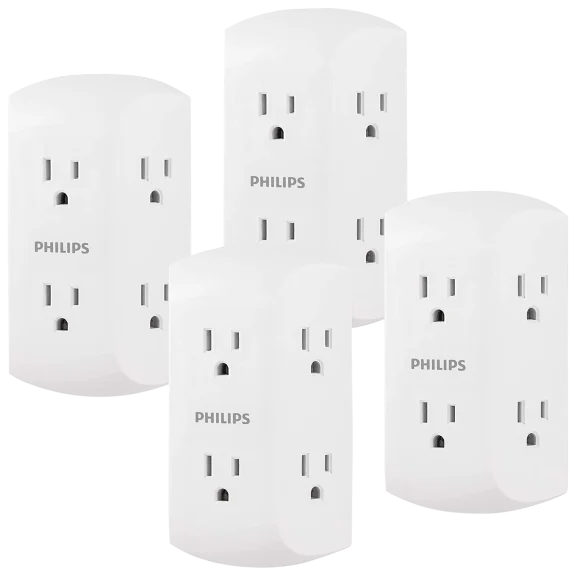 4-Pack: Philips 6-Outlet Extender