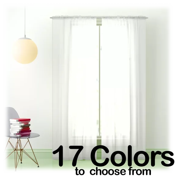 4-Pack: Sheer Voile Rod Pocket Window Panels
