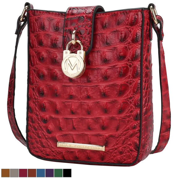MKF Collection Avery Faux Crocodile Embossed Vegan Leather Crossbody by Mia K