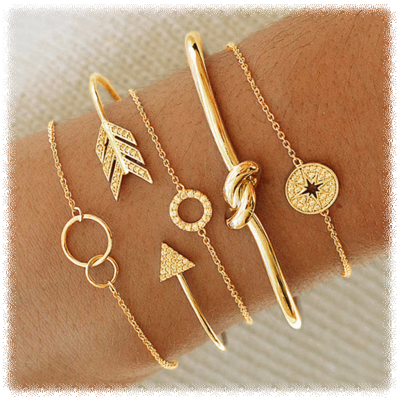 Golden NYC Jewelry 5-Piece Bracelet Set