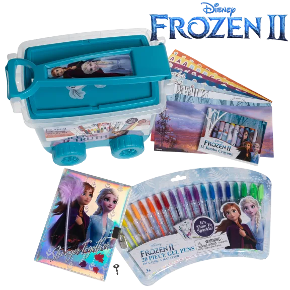 Frozen 2 Fun Bundle with Gel Pens, Trolly Set, and Sparkle Diary