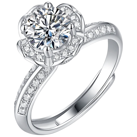 Stella Valentino 2 Carat TW Moissanite Tulip Pave Engagement Ring