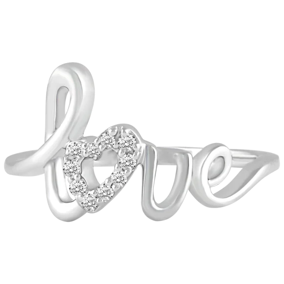 Fifth and Fine 1/10 Carat TW Diamond Love Ring Set in Sterling Silver
