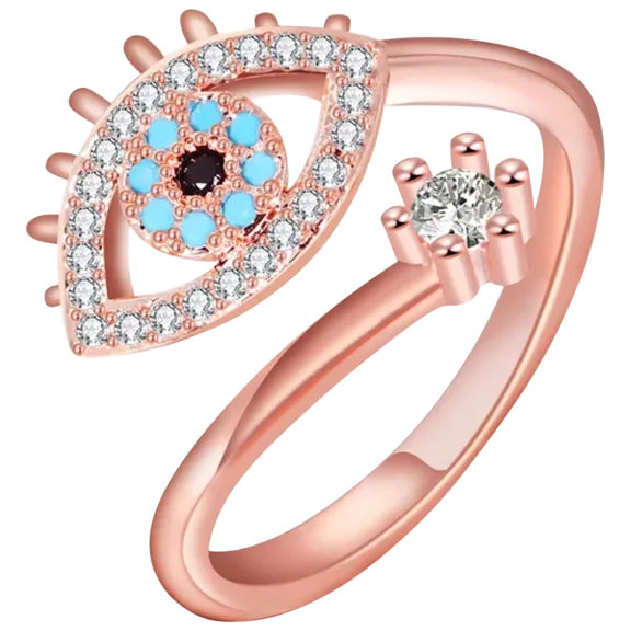 Hollywood Sensation Rose Gold Evil Eye Ring with Cubic Zirconia