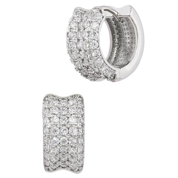 Savvy Cie Beveled Cubic Zirconia Hoop Earrings
