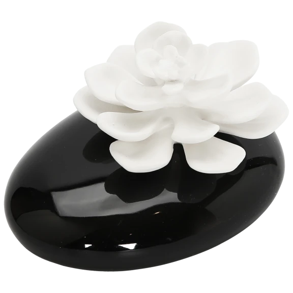 Vivience Black Oval Diffuser with White Flower