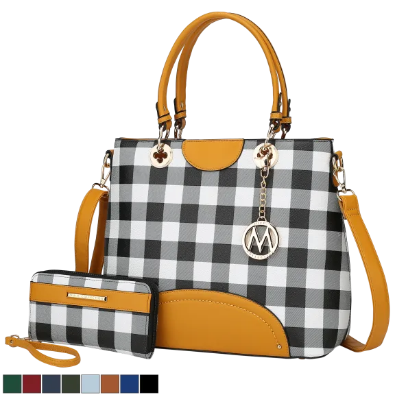 MKF Collection Gabriella Checkers Handbag with Wallet by Mia K.