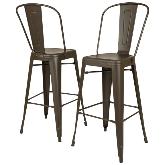 2-Pack: Glitzhome Coffee Colored Steel Bar Stools