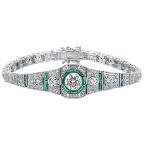 Genevive Elegant Sterling Silver Cubic Zirconia Graduating Link Bracelet
