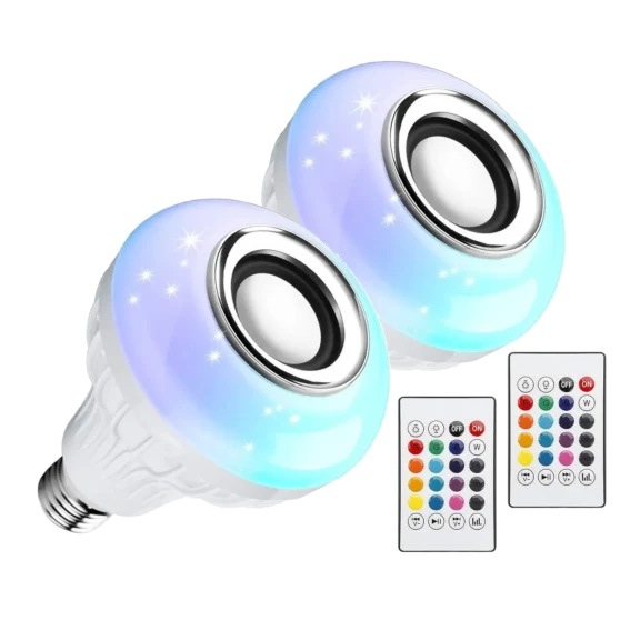 2-Pack: SimplyTech Lumisound Color Changing LED Bulb Speakers