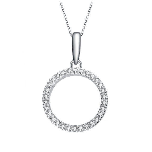 RelavenO Gorgeous Rhodium Plated Cubic Zirconia Open Circle Pendant Necklace