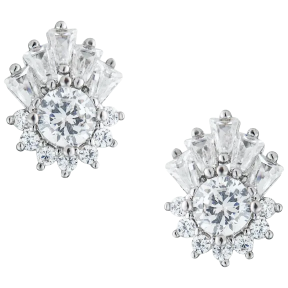 Kenneth Jay Lane Fan Shaped CZ Stud Earrings