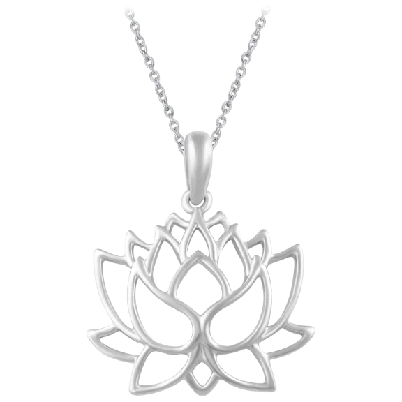 Prime and Pure Open Lotus Flower Charm Necklace Pendant