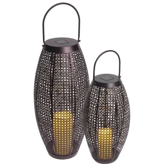 Garden Reflections Metal Solar Lantern With Faux Candle 18" or 24"