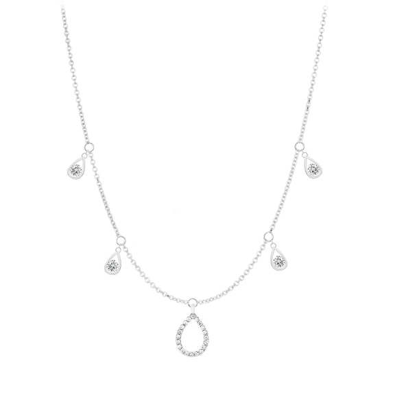 Savvy Cie Diamond Raindrops Necklace 0.10tcw
