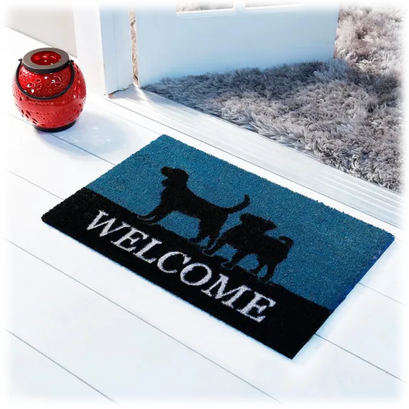 J&V Textiles Nicole Miller Blue 'Welcome' Doormat