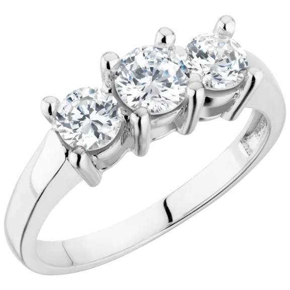 Gilo Pearls Trinity Diamond Ring Set in 14K White Gold in Carats .19Ct - .90Ct