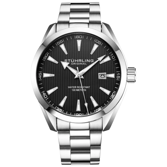 Stuhrling Men's Quartz 42mm Silver Bracelet Watch