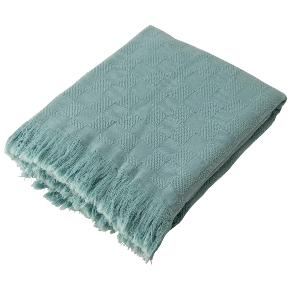 Glitzhome Olive Green Checked Cotton Woven Throw