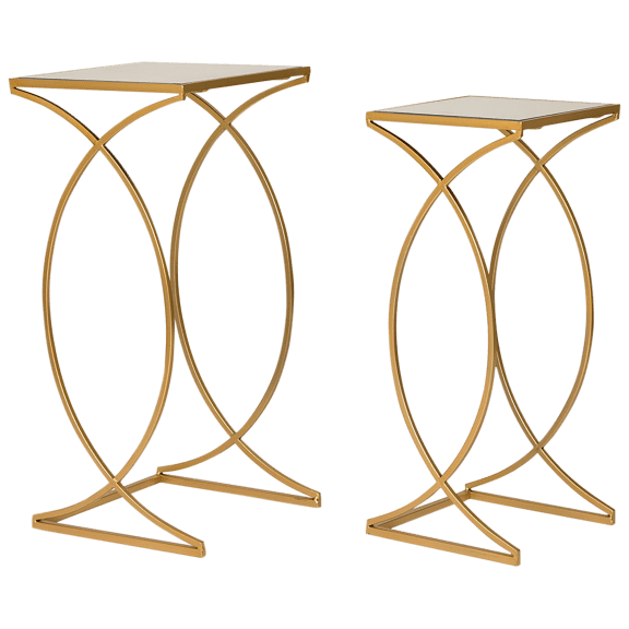 2-Pack: Glitzhome Metal Table with Gold Glass Accents