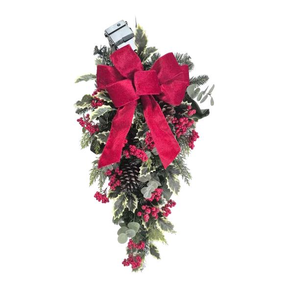 The 30" Cordless Winter Holly & Berries Teardrop