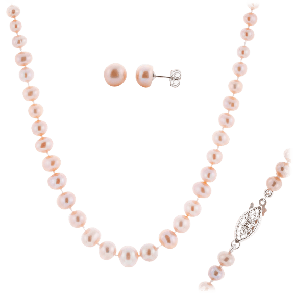 Splendid Pearls 4-8mm Freshwater Pearl Necklace & Earring Set
