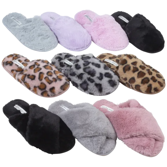 Laura Ashley Plush Scuff or Crossband Slippers