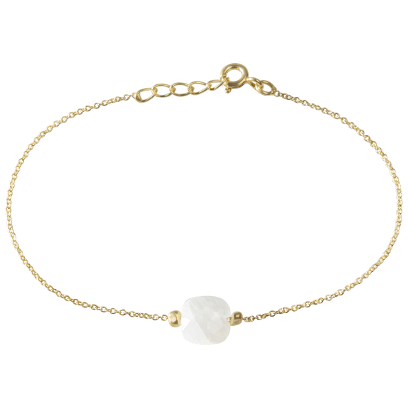 Roost Square Moonstone Gold Chain Bracelet (Size 7)