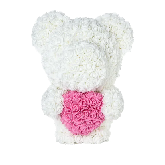 The Forever Rose Petal Teddy Bear with Heart