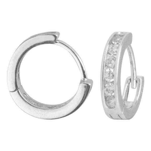 A&M CZ & Sterling Silver Classic Huggie Earrings