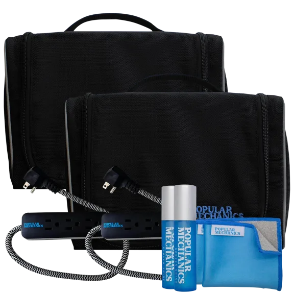 2-Pack Popular Mechanics Travel Gear Bags with Powerstrip and Screenshine