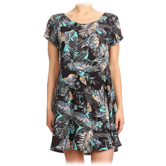 Black/Mint/Multi Tropical Tunic Dress