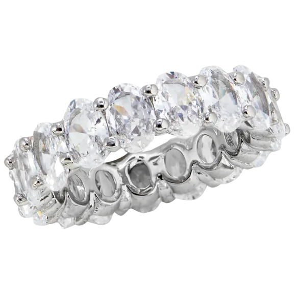 Savvy Cie Rhodium Plated Oval Eternity CZ Band Ring