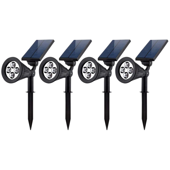 4-Pack: Hakol IP65 Waterproof 4 LED Outdoor Solar Spike Lights