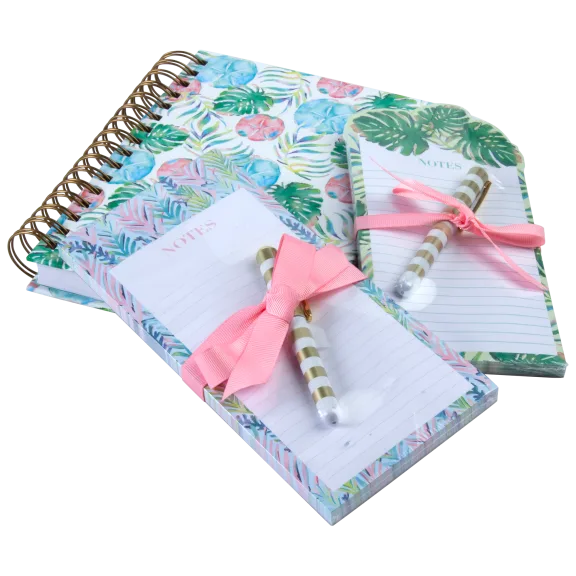 Lady Jayne Designer Palm Theme Journal and Two List Pads with Pens
