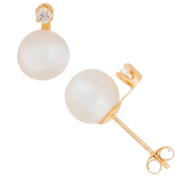 Splendid Pearls 6-6.5mm 14k Gold Pearl Earrings
