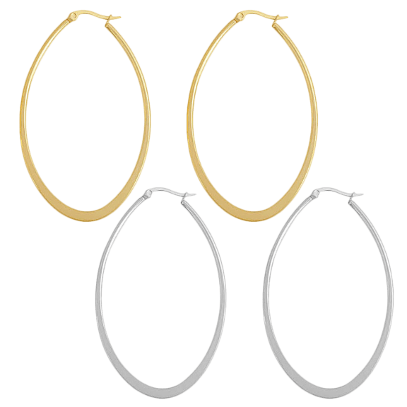 2-Pack: Edforce Steel Oval Shape Earrings