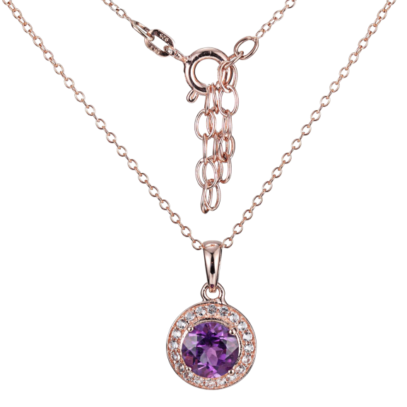 Morgan & Paige Classic Rose Gold Pendant with African Amethyst & White Topaz