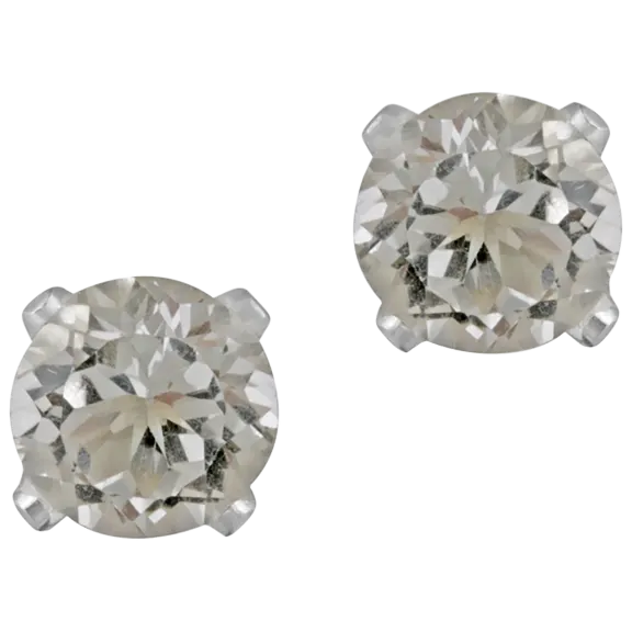 Designs by FMC 6MM Sterling Silver Round White Topaz Stud Earrings
