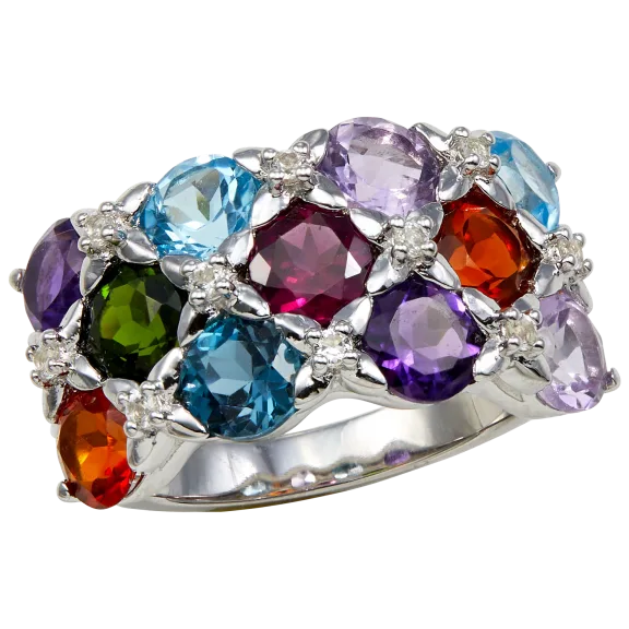 Savvy Cie Sterling Multi Gem Bold Band