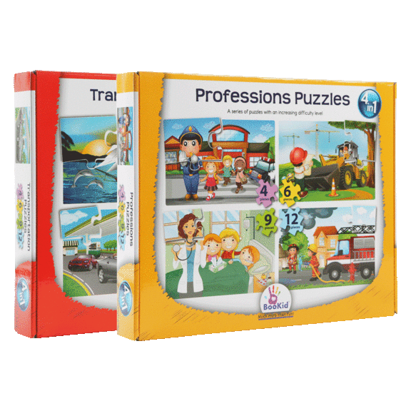 2-Pack: 4-in-1 BooKid Puzzles (Ages 3+)