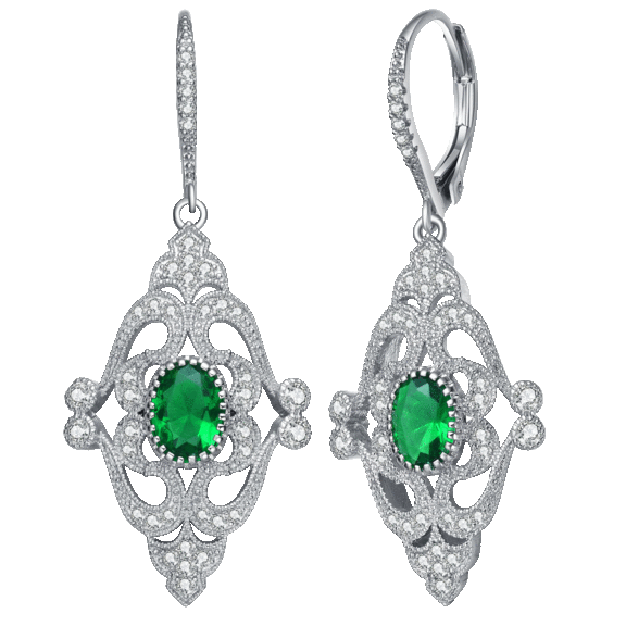 Genevive Sterling Silver Cubic Zirconia Adorn Leverback Earrings