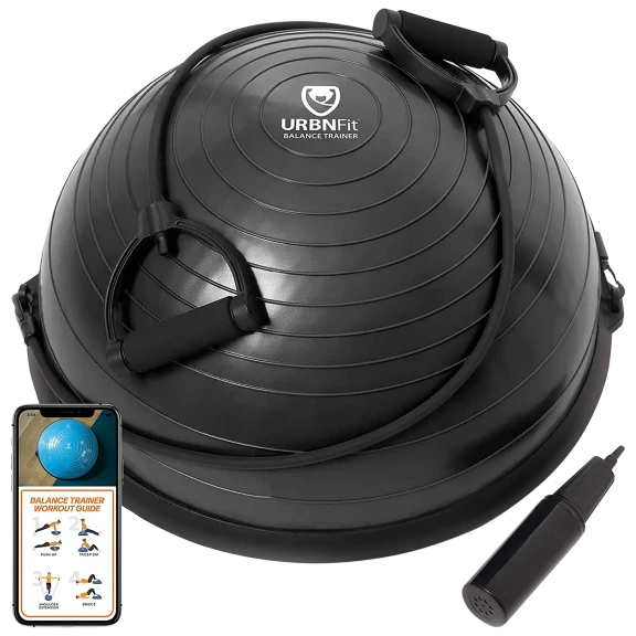 URBNFit Core Strength & Balance Half-Ball Trainer w/ Detachable Resistance Bands