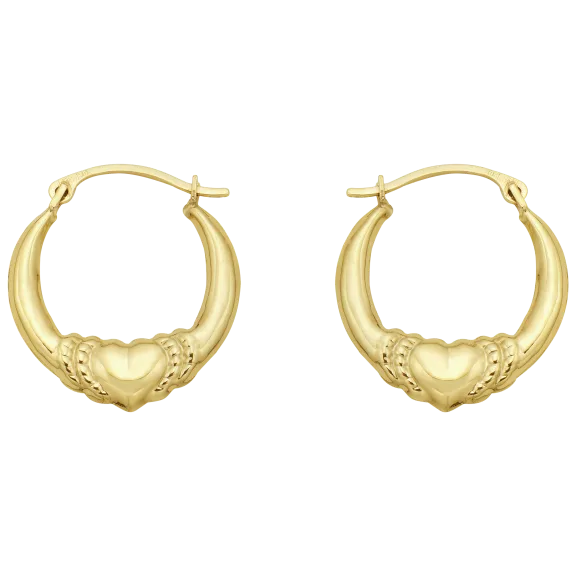 Pori Jewelers 10K Gold Enclosed Love Heart Hoop Earrings