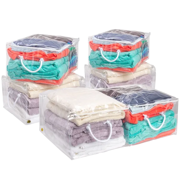 6-Pack: Simply Essential Clear Clothing Storage Bags with Zippers and Handles