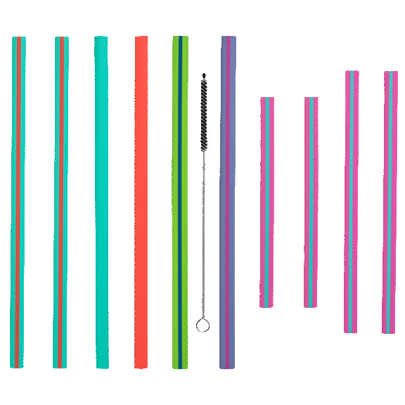 Hotsips 10-Piece Multi Size Reusable Straws