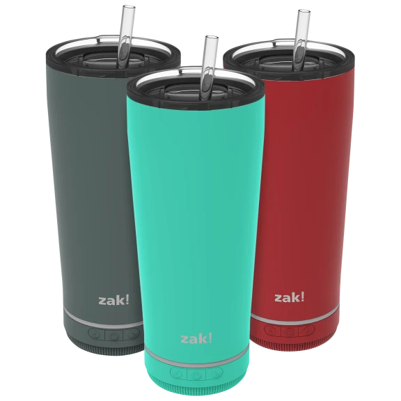 2-Pack: Zak! Play 18oz Stainless Steel Tumbler with Wireless Bluetooth Speaker